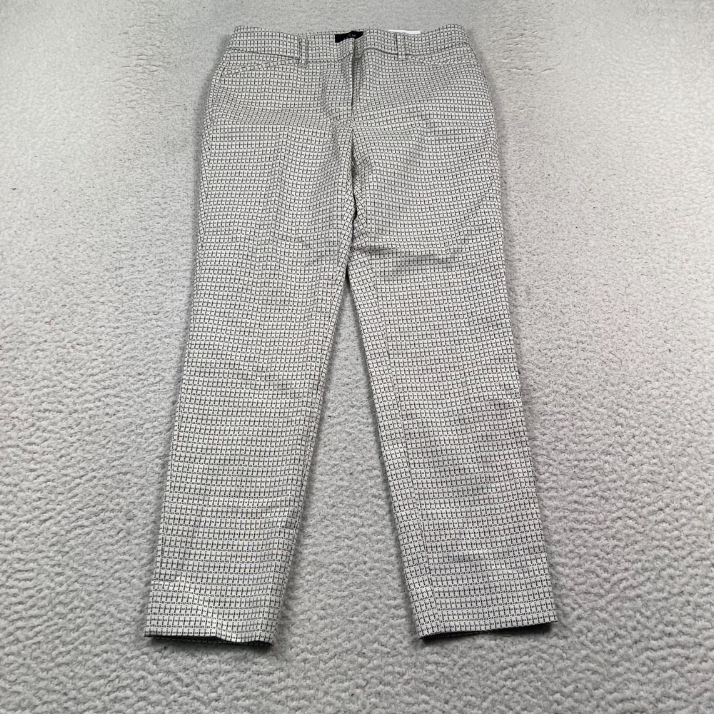 NWT White House Black Market Pants Womens 2P Slim Ankle Check Office Ecru Black